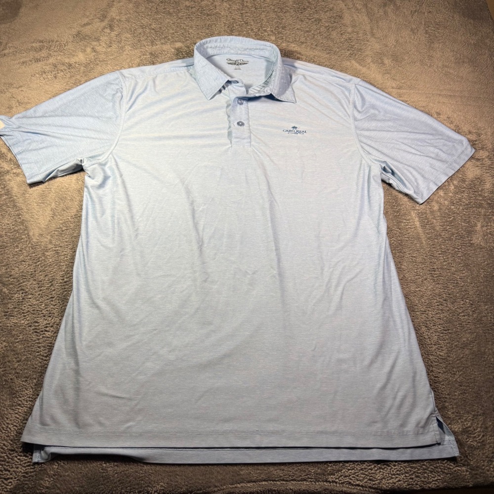 Straight Down Cabo Real Mens Performance Golf Polo Shirt Light Blue Large L